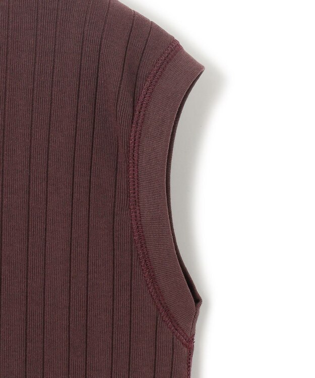 23区 【SLOW/洗える】ランダムリブフライス フレンチスリーブ カットソー ダークブラウン系