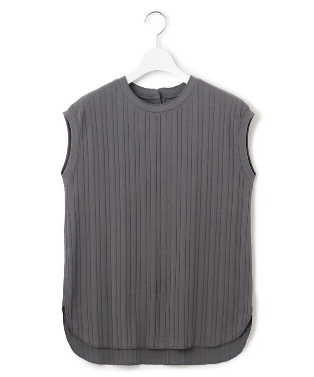 23区 【SLOW/洗える】ランダムリブフライス フレンチスリーブ カットソー グレー系