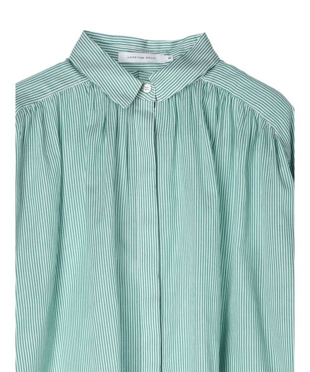 AMERICAN HOLIC カルゼギャザーシャツチュニック Stripe Green