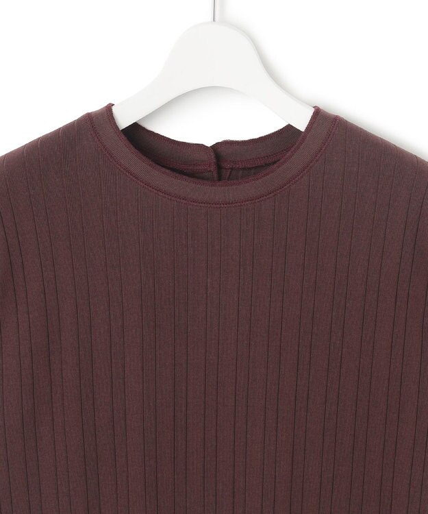 23区 【SLOW/洗える】ランダムリブフライス フレンチスリーブ カットソー ダークブラウン系