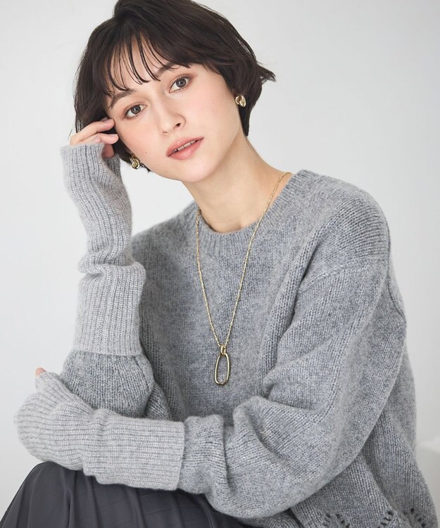 23区 【見上愛さん着用/洗える】ピュアカシミヤ アームウォーマー ライトグレー系