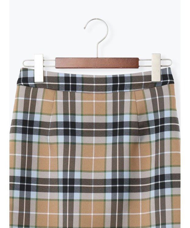 Te chichi チェックナロースカート キャメル