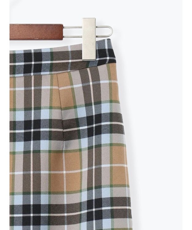 Te chichi チェックナロースカート キャメル