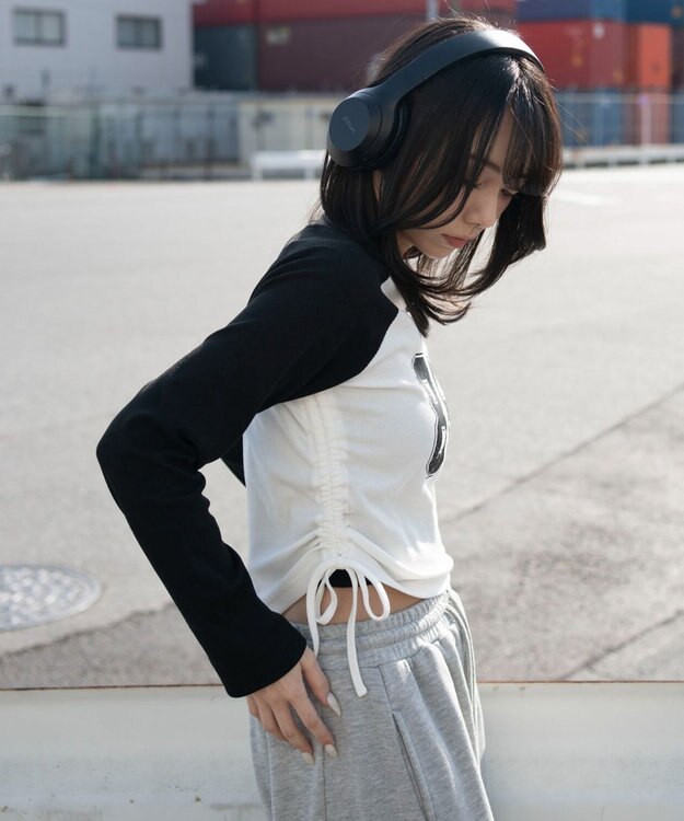 WEGO サイドドロストキーネックロンT ブラック