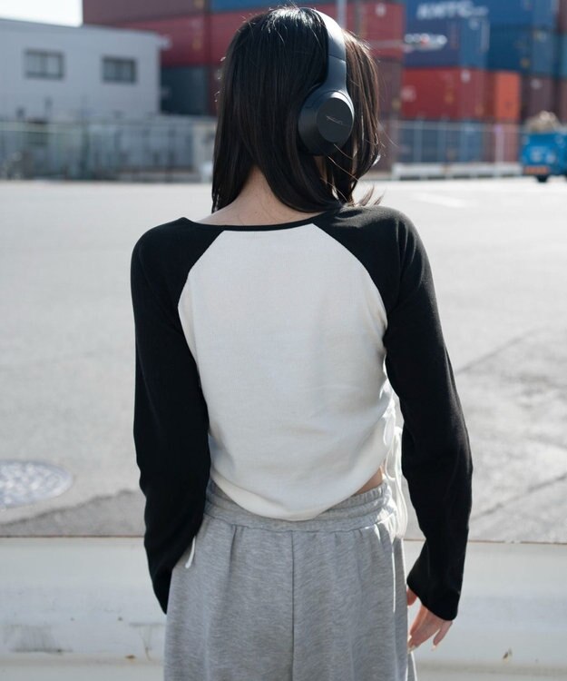 WEGO サイドドロストキーネックロンT ブラック