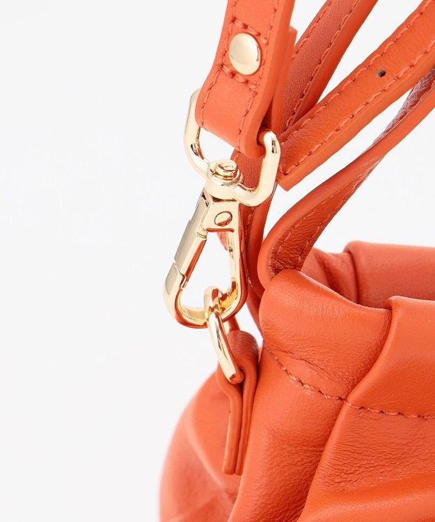 LA BAGAGERIE シープレザー　ギャザーミニバッグ オレンジ