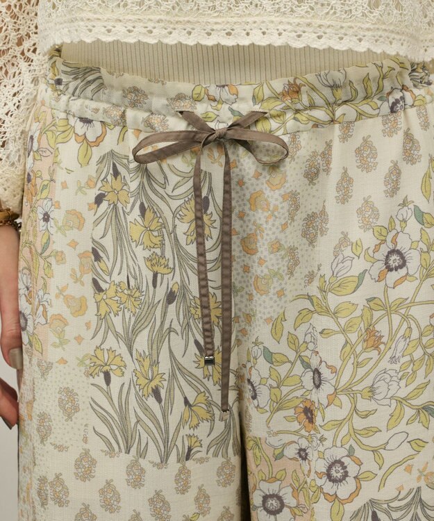 GRACE CONTINENTAL プリントイージーパンツ イエロー