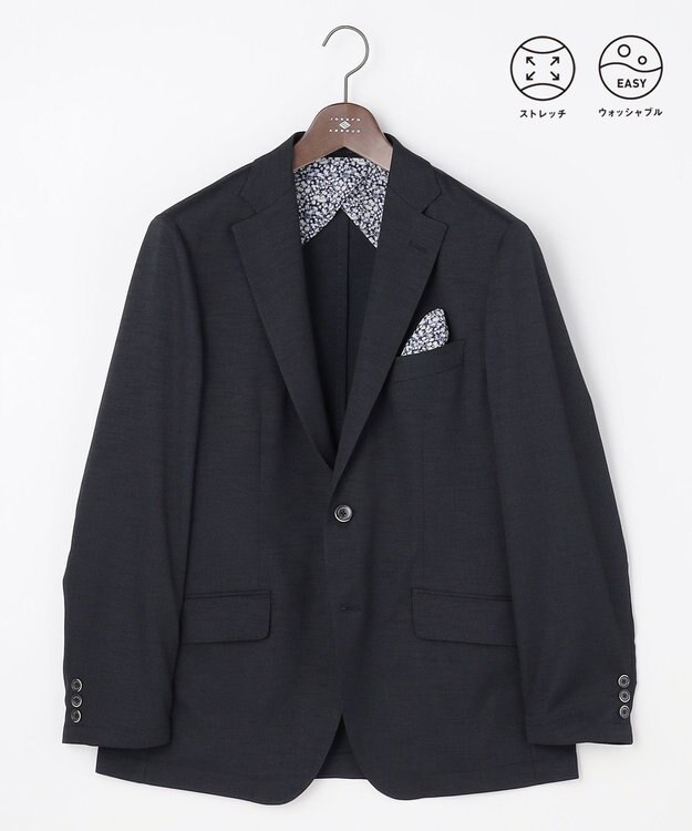 JOSEPH ABBOUD 【通気性/清涼/軽量/ストレッチ】クールピケストレッチジャケット ネイビー系