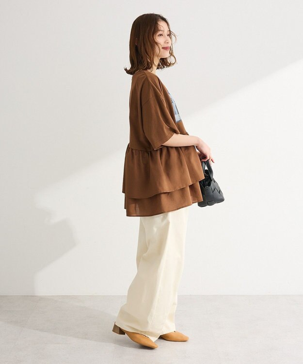 Green Parks アソート柄ドッキングプルオーバー Brown