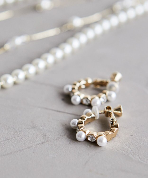 ANY SIS リリー パール調 イヤリング ホワイト系