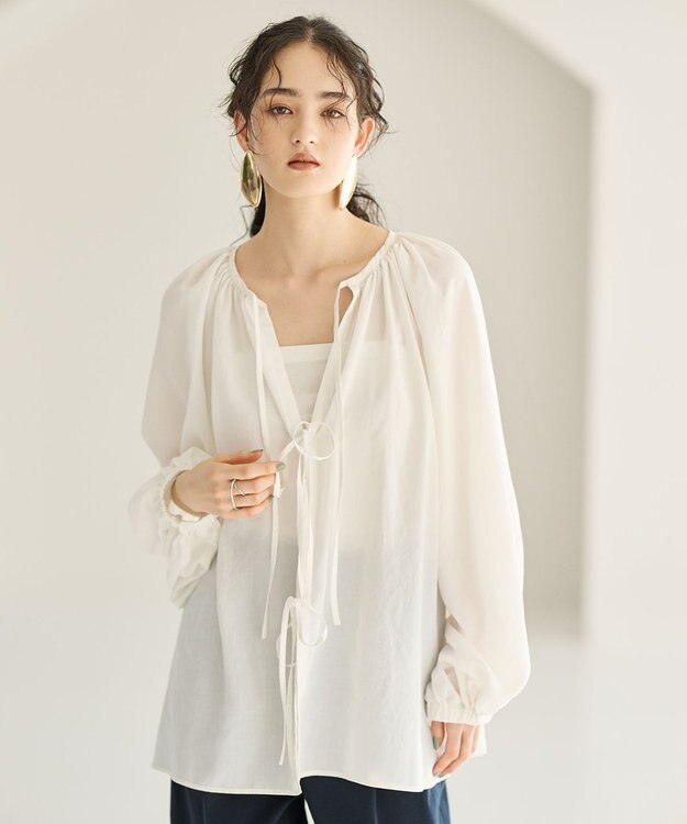 #Newans 2WAYシアーボレロブラウス ホワイト
