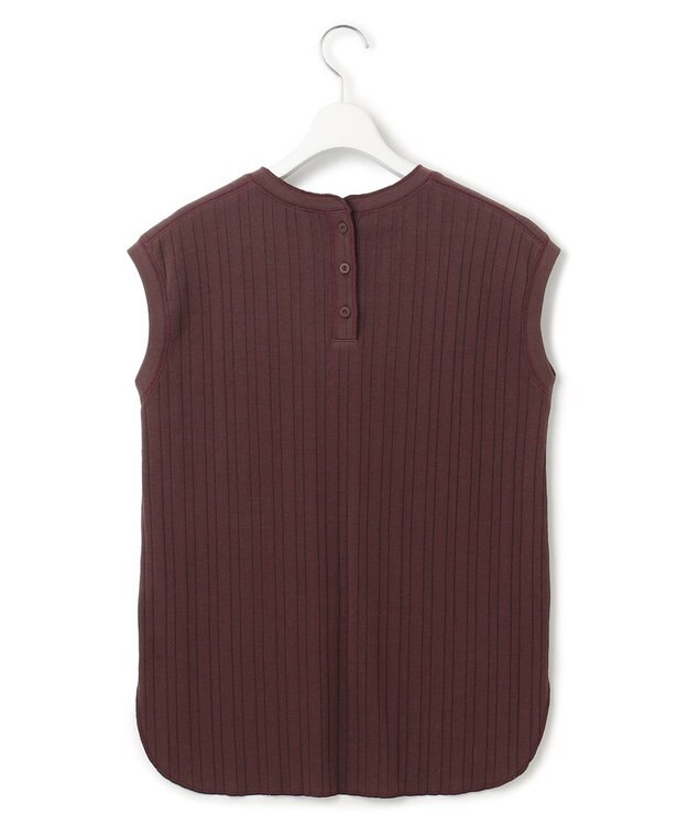 23区 【SLOW/洗える】ランダムリブフライス フレンチスリーブ カットソー ダークブラウン系