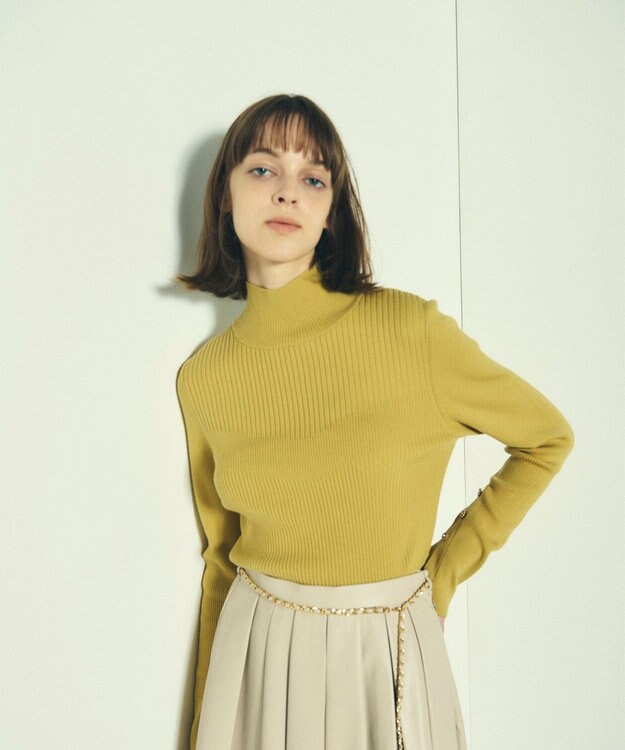 GRACE CONTINENTAL ビジューリブニットトップ イエロー