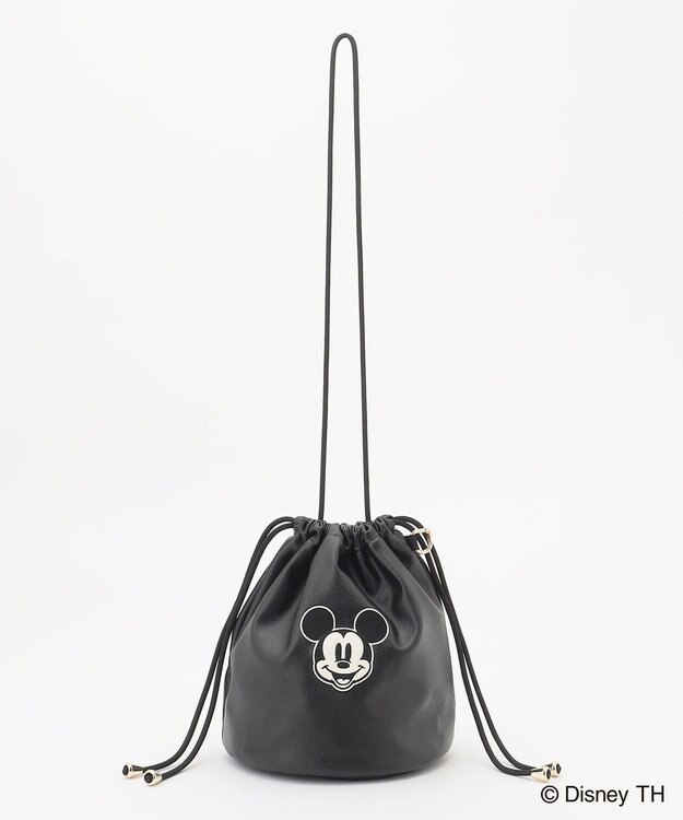 ANY 【ディズニー】ミッキーマウス／フェイクレザー巾着バッグ ブラック