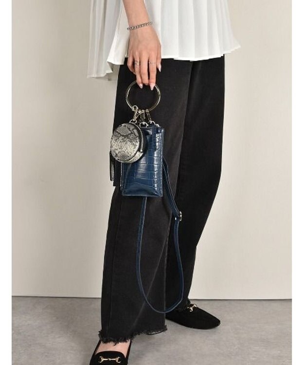 LA BAGAGERIE 【MONICA】3連マルチショルダーバッグ ネイビーミックス