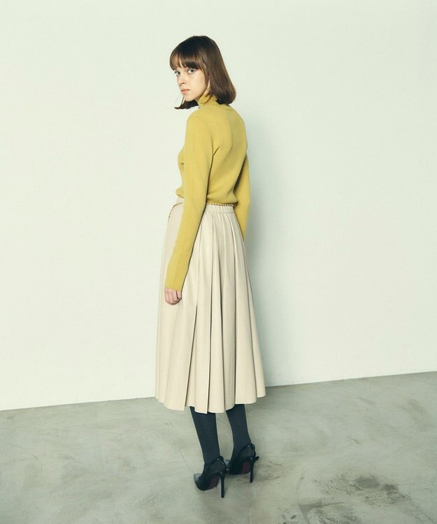 GRACE CONTINENTAL ビジューリブニットトップ イエロー