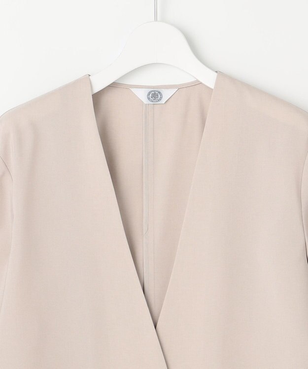 J.PRESS LADIES 【洗える】ストレッチ ノーカラー ジャケット グレージュ系