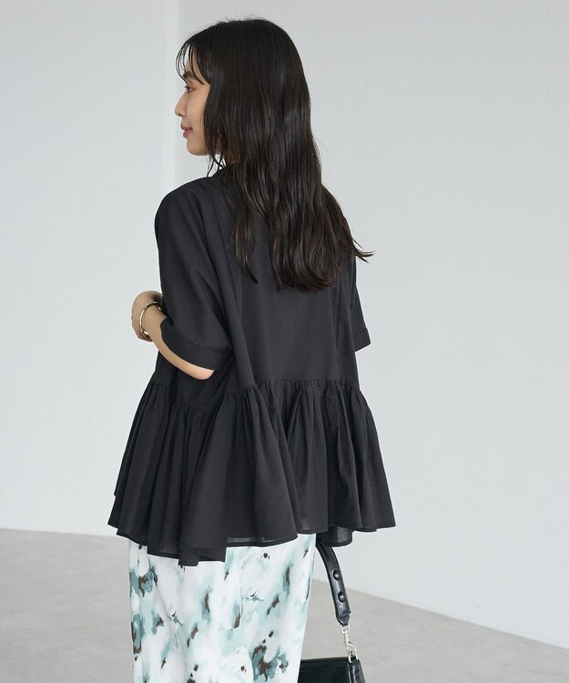 CRAFT STANDARD BOUTIQUE インド製 ペプラムブラウス Black