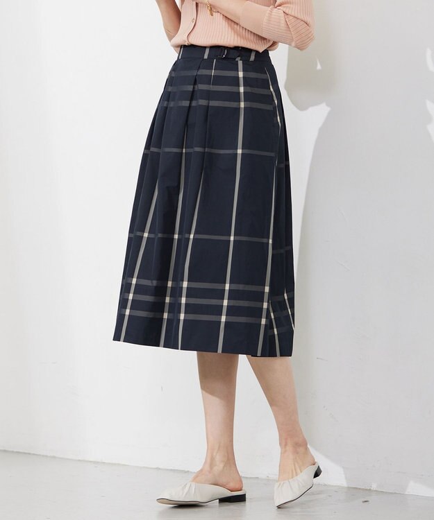 J.PRESS LADIES 【洗える】 メモリーウェザー チェック スカート ネイビー系3