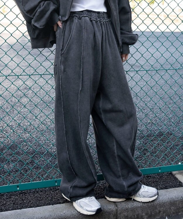 WEGO 【ユニセックス着用ITEM/ウエストゴム】スウィッチングスウェットパンツ ブラックその他