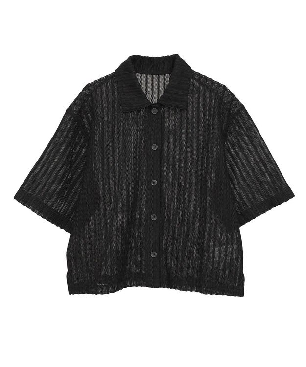 AMERICAN HOLIC メッシュ半袖ブラウス Black
