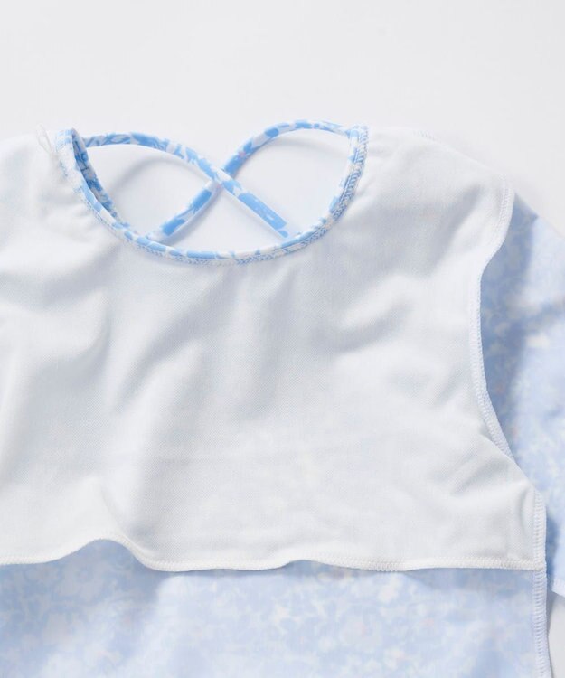 OP／FILA 【marie claire ENFANTS】フリル襟付き長袖ラッシュガード型水着 サックス