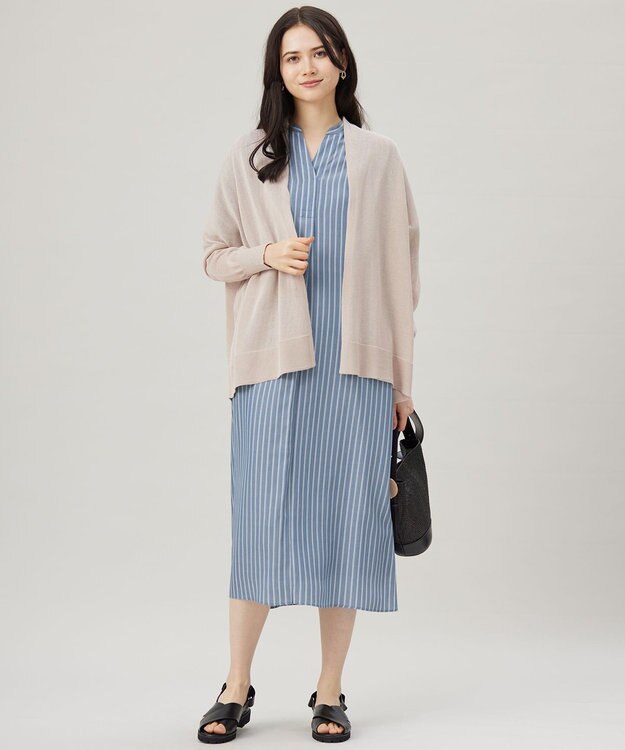 自由区 L 【アンサンブル対応・洗える】ドライシアーファインゲージ カーディガン ベージュ