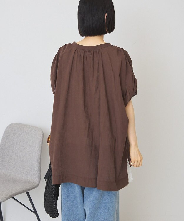 AMERICAN HOLIC フレンチスリーブスキッパーブラウス Brown