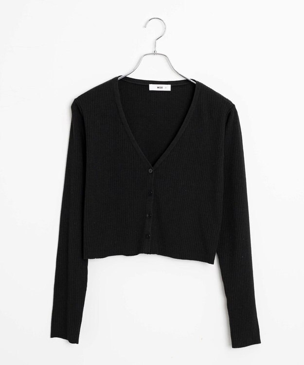 WEGO カラーリブショートカーデ ブラック