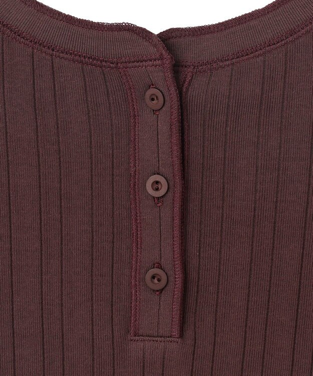 23区 【SLOW/洗える】ランダムリブフライス フレンチスリーブ カットソー ダークブラウン系