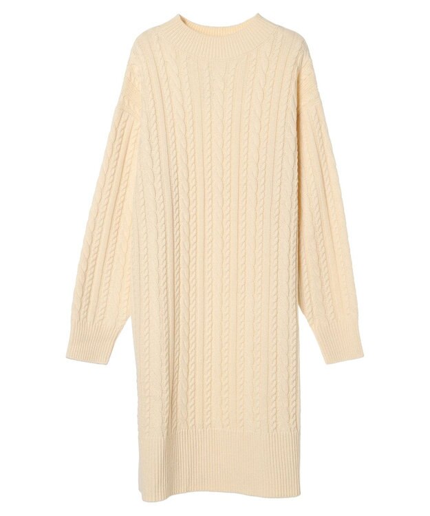 Green Parks ケーブルニットミニワンピース Ecru