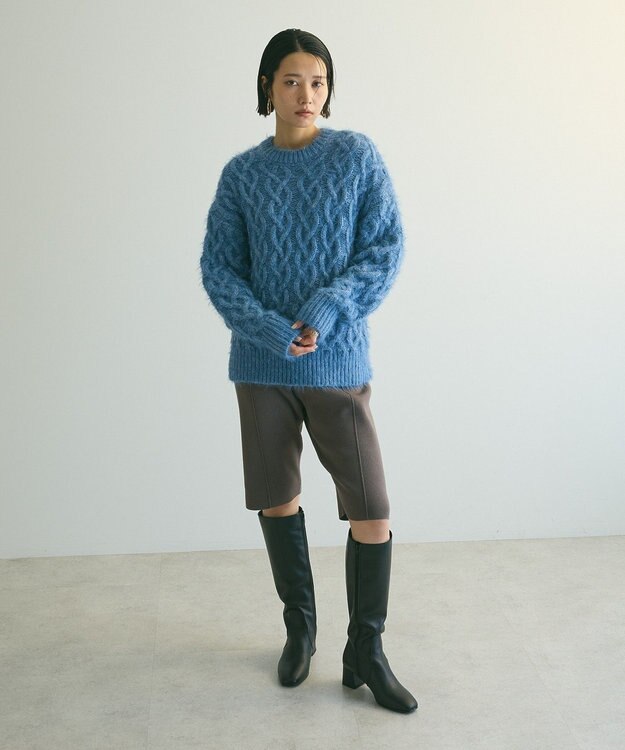 Green Parks armonia．シャギーケーブルニット Blue