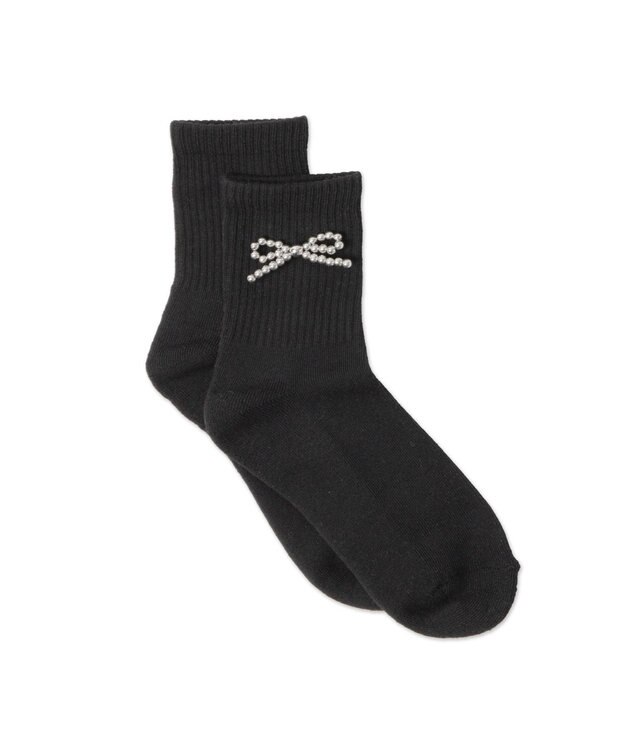 WEGO メタルリボンクルーソックス ブラック
