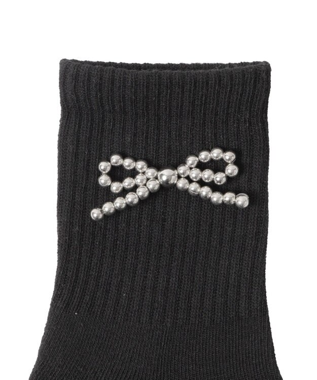 WEGO メタルリボンクルーソックス ブラック