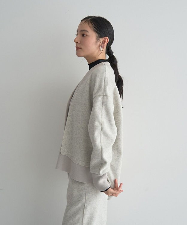 YECCA VECCA ニット切替メルトンVネックカーディガン Gray