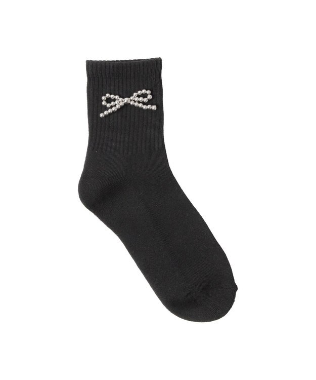 WEGO メタルリボンクルーソックス ブラック