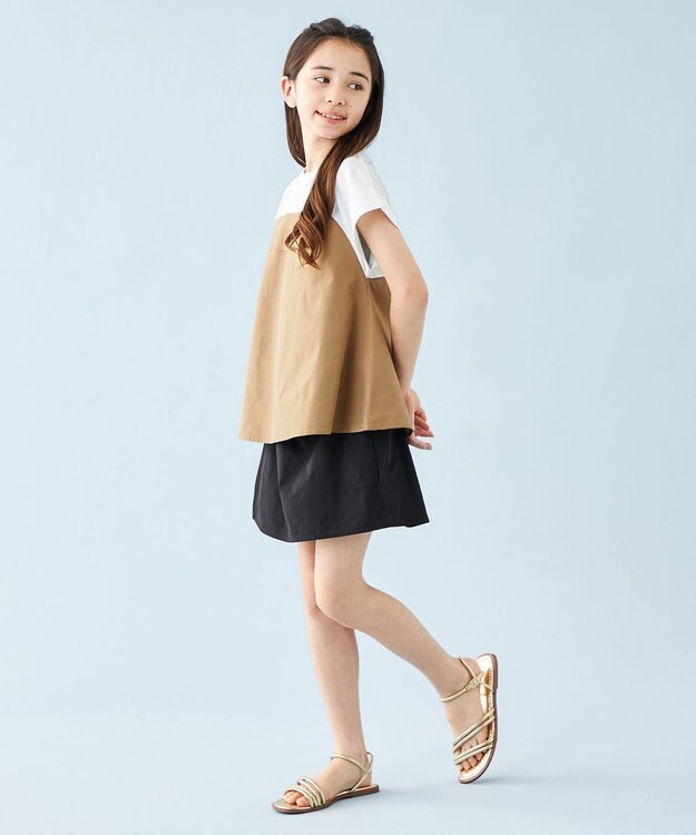 UNFILO 【110-150cm】アソート コンビTシャツ オフ×ベージュ[ビスチェコンビ]