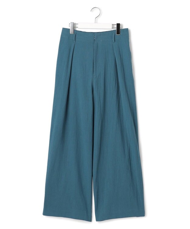 J.PRESS YORK STREET 【WOMEN】コットンワッシャータックワイド パンツ ピーコックグリーン系