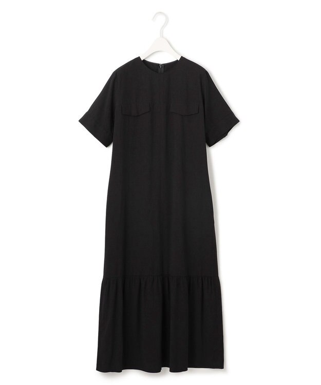 ICB L 【接触冷感・UVカット・洗える】 T/Rドライリネン ワンピース ブラック系