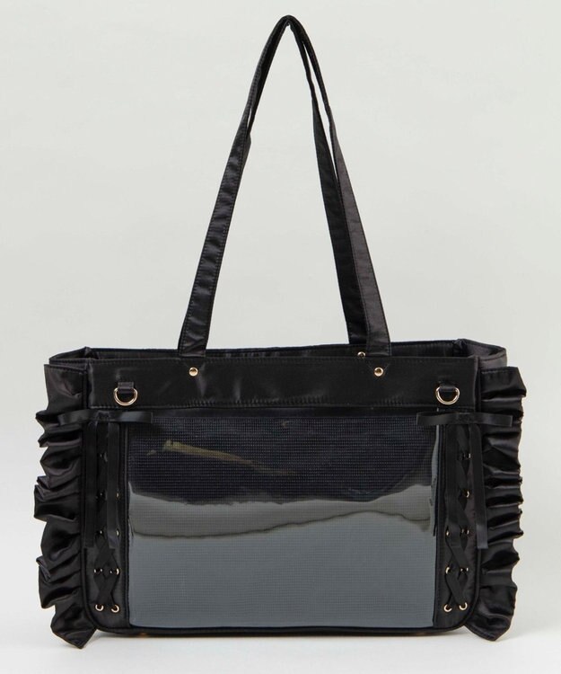 WEGO 【痛バ＆推し活グッズ】きらめきレースアップフリル痛バッグ ブラックその他