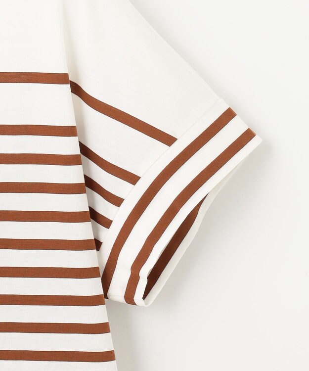 自由区 L 【洗える】ハイカウントボーダー カットソー オフ×コッパー