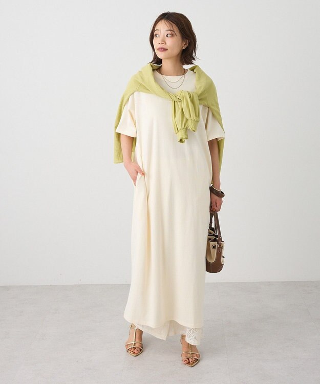 CRAFT STANDARD BOUTIQUE ビッグシルエット5分袖ワンピース Ivory