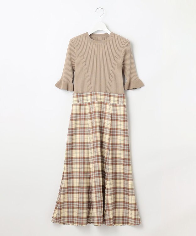 Feroux 【洗える】ニットコンビ ワンピース ベージュ系2