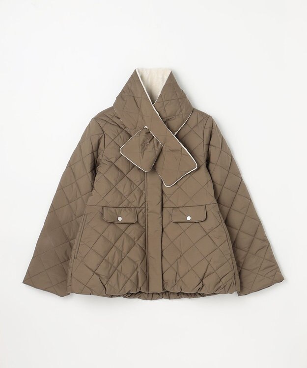 組曲 KIDS 【150-170㎝】マフラー付き中綿キルト アウター カーキ