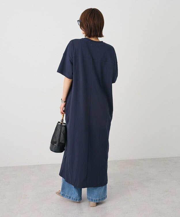 CRAFT STANDARD BOUTIQUE ビッグシルエット5分袖ワンピース Navy