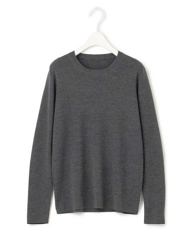 ICB 【洗える】エクストラファインメリノ クルーネックプルオーバー ミディアムグレー系