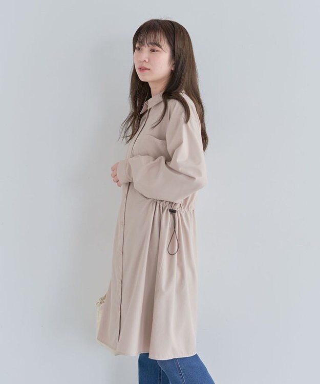 Green Parks ミディ丈ドロストシャツワンピース Beige