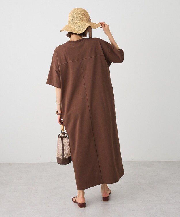 CRAFT STANDARD BOUTIQUE ビッグシルエット5分袖ワンピース Brown