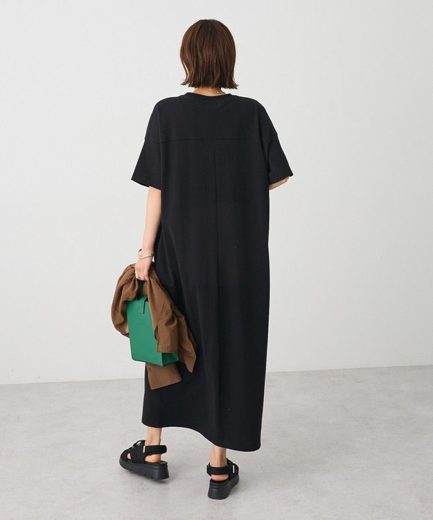 CRAFT STANDARD BOUTIQUE ビッグシルエット5分袖ワンピース Black
