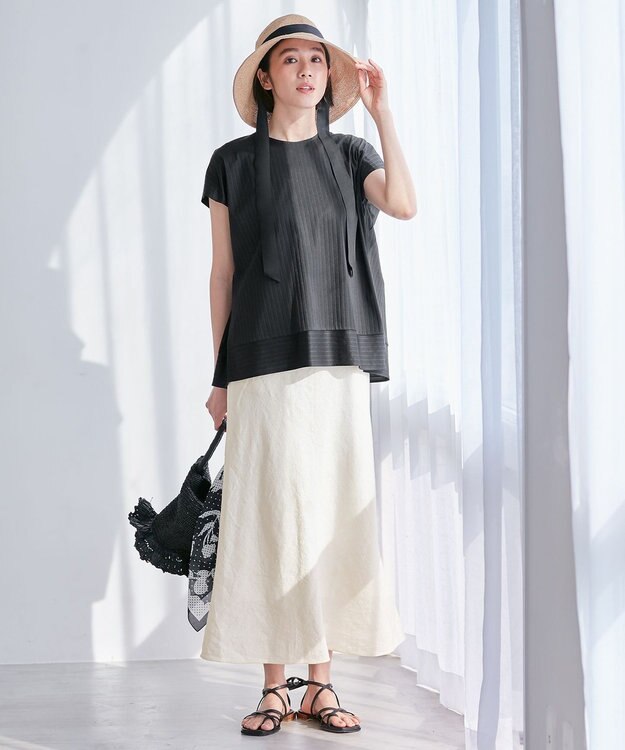 自由区 【XSサイズ～】ブライトリネンオックス スカート アイボリー系